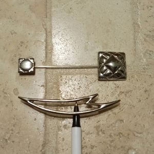 Vintage silver tone brooches (two)